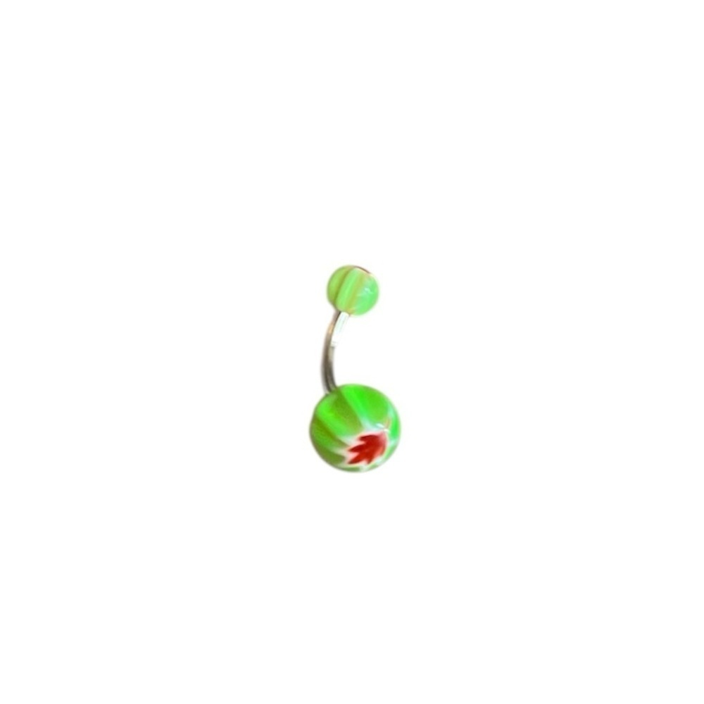 Neon Clear Green Leaf Belly Button Ring 🍃💚✨